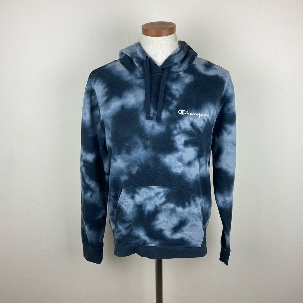 Champion Terry Blue Tie-Dye Hoodie Sweatshirt